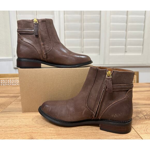 Franco Sarto Women's Hansa Boots Brown Leather Size 8 NWOB Buckle Strap - Picture 7 of 11